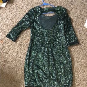 Green sequin dress open upper back
